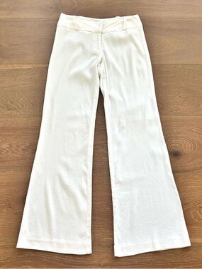 BEBE Women’s White Linen Wide Leg Pants Size 4. Made in USA